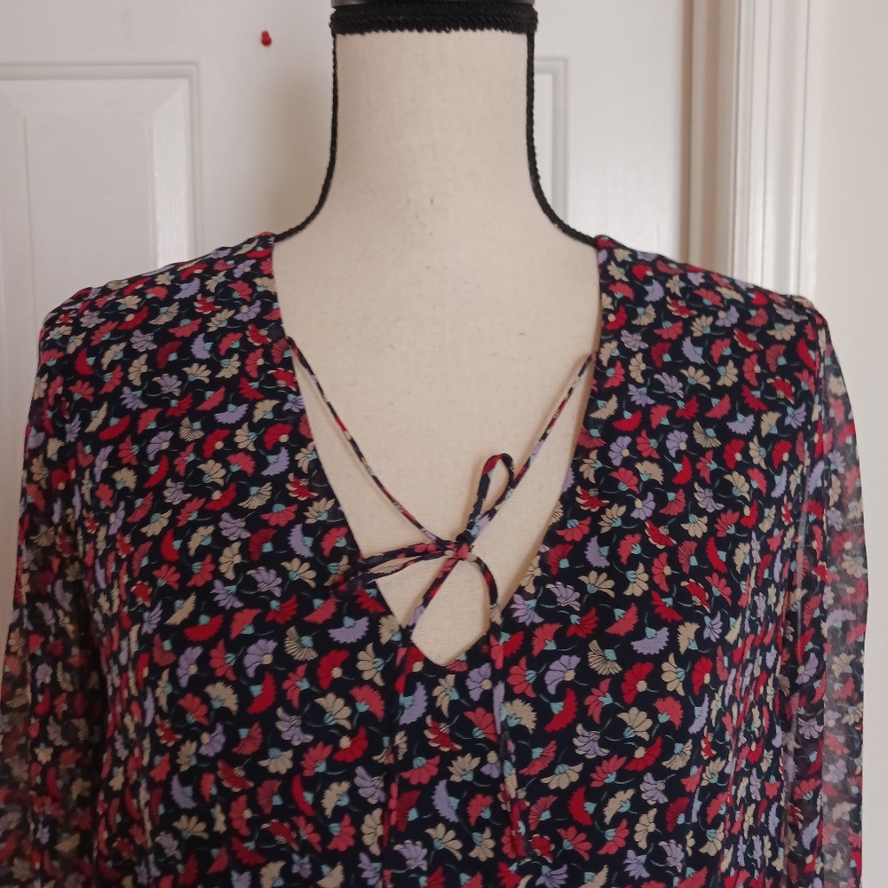 Shoshanna Bari Shirred Floral Print Silk Dress - Picture 7 of 16